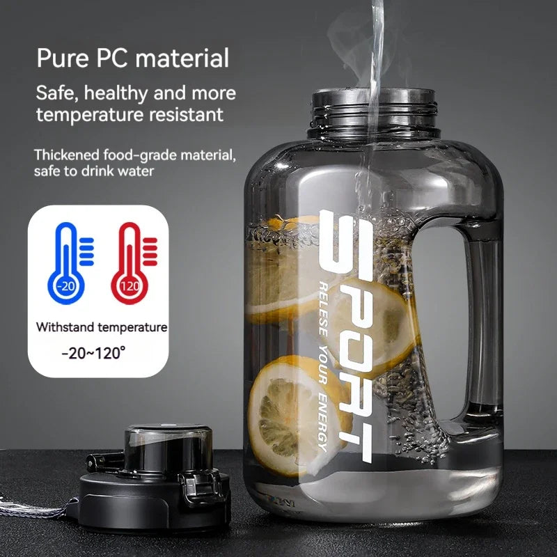 Large Capacity Water Bottle Straw Lid Sports Gym Kettle Camping