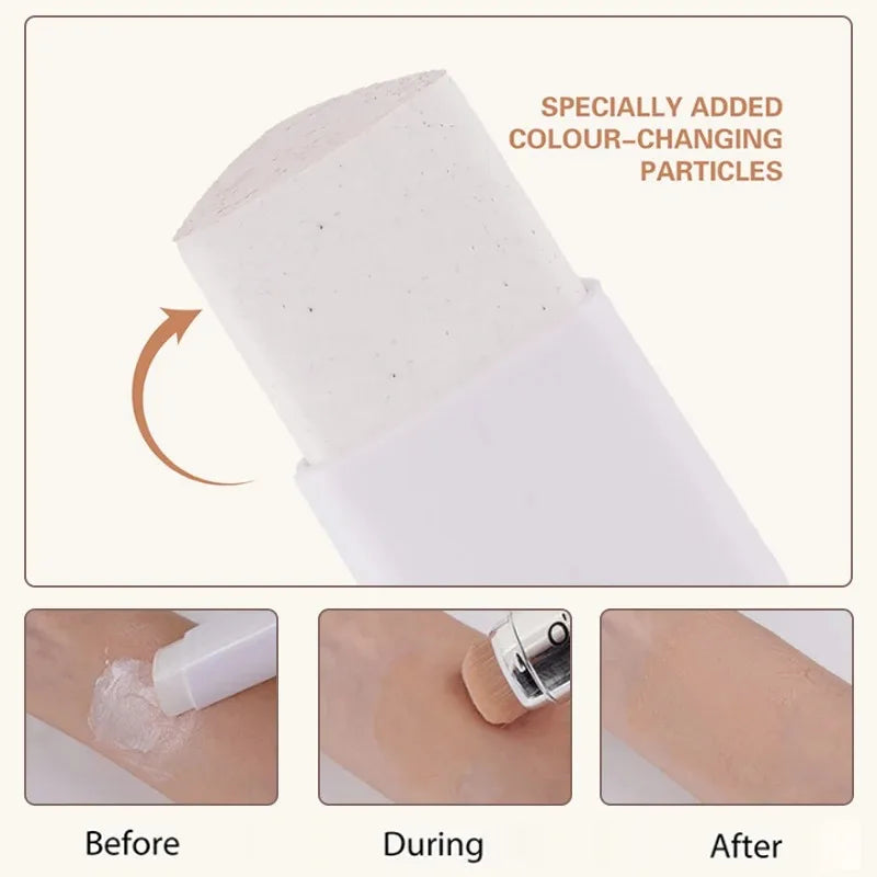 2-in-1 Temperature Changing Foundation Stick Face Concealer Coverage Pores Double-Headed Facial Matte Foundation Cream Makeup Zpaxo