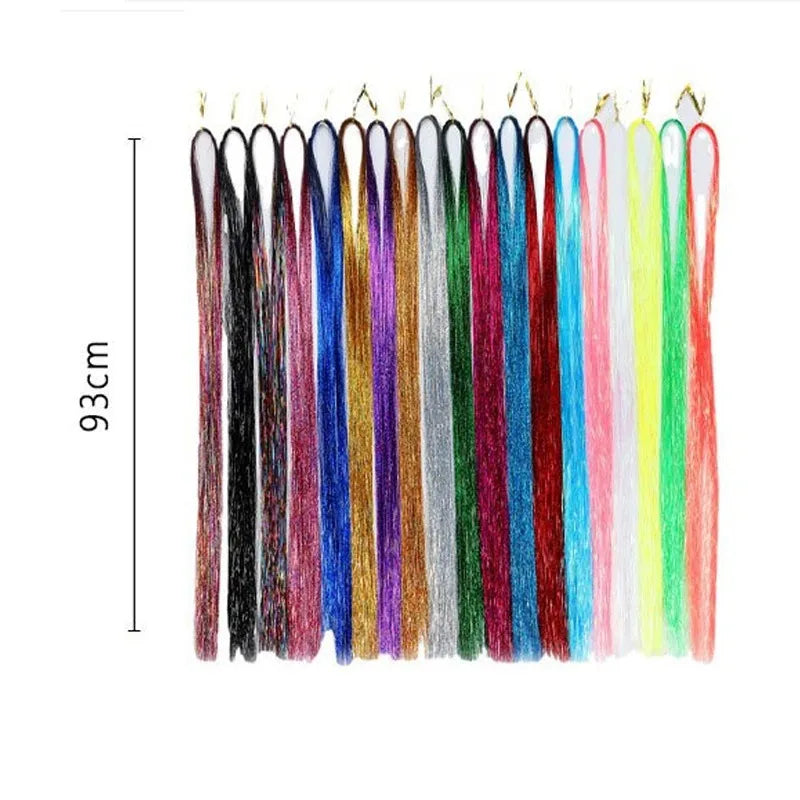 Shiny Laser Sparkle Metallic Hair Tinsel Rainbow Strands Braiding