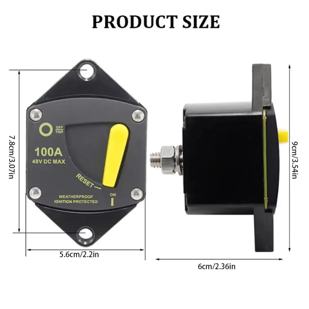 30A-300A Marine Circuit Breaker Waterproof Dual Battery Automotive Circuit Breaker Stable Performance 12V-48V DC Zpaxo