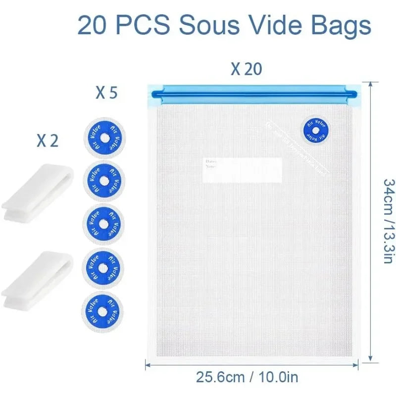 Vacuum Sealer Bags Food 3 Reusable Sous Vide Freshness Bagfood