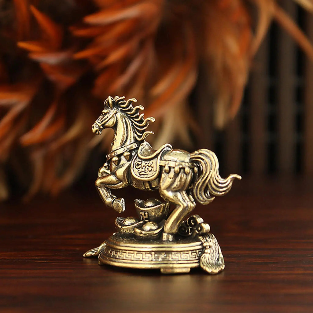 Year Horse 2026 Brass Statue Lucky Animal Figurine Home Office Desk