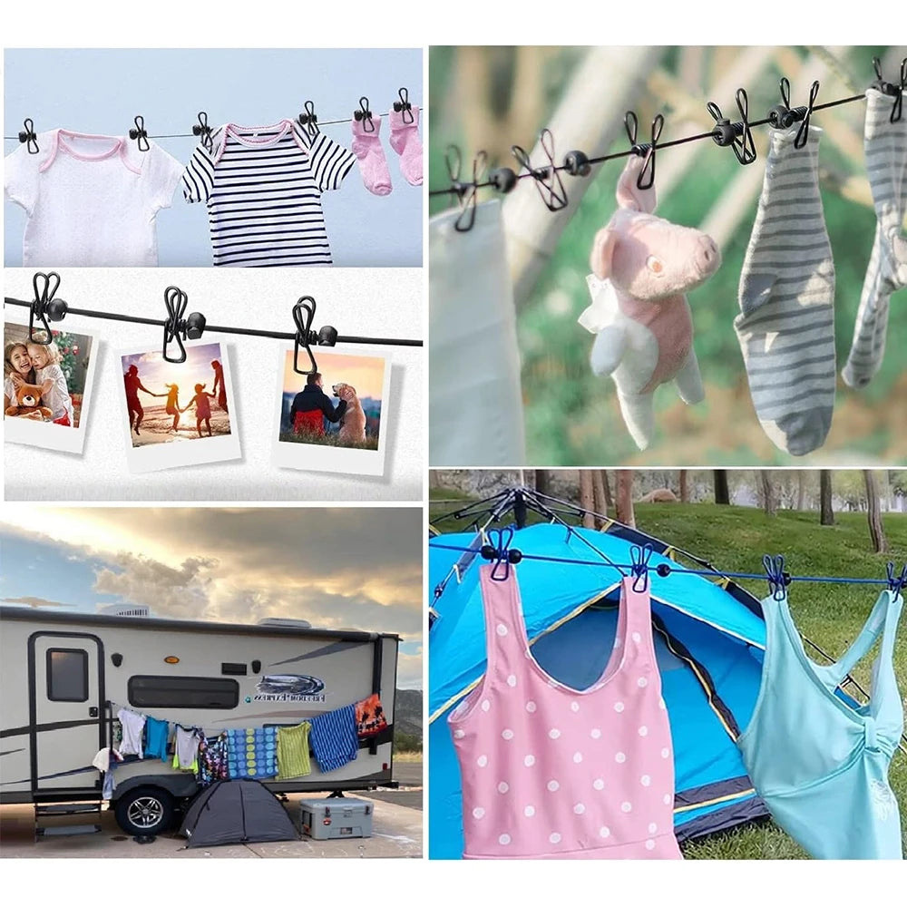 Portable Clothesline with 12 Clothespins Travel Clothes Drying Rack Rope Windproof Laundry Clothes Line for Backyard Camping Zpaxo