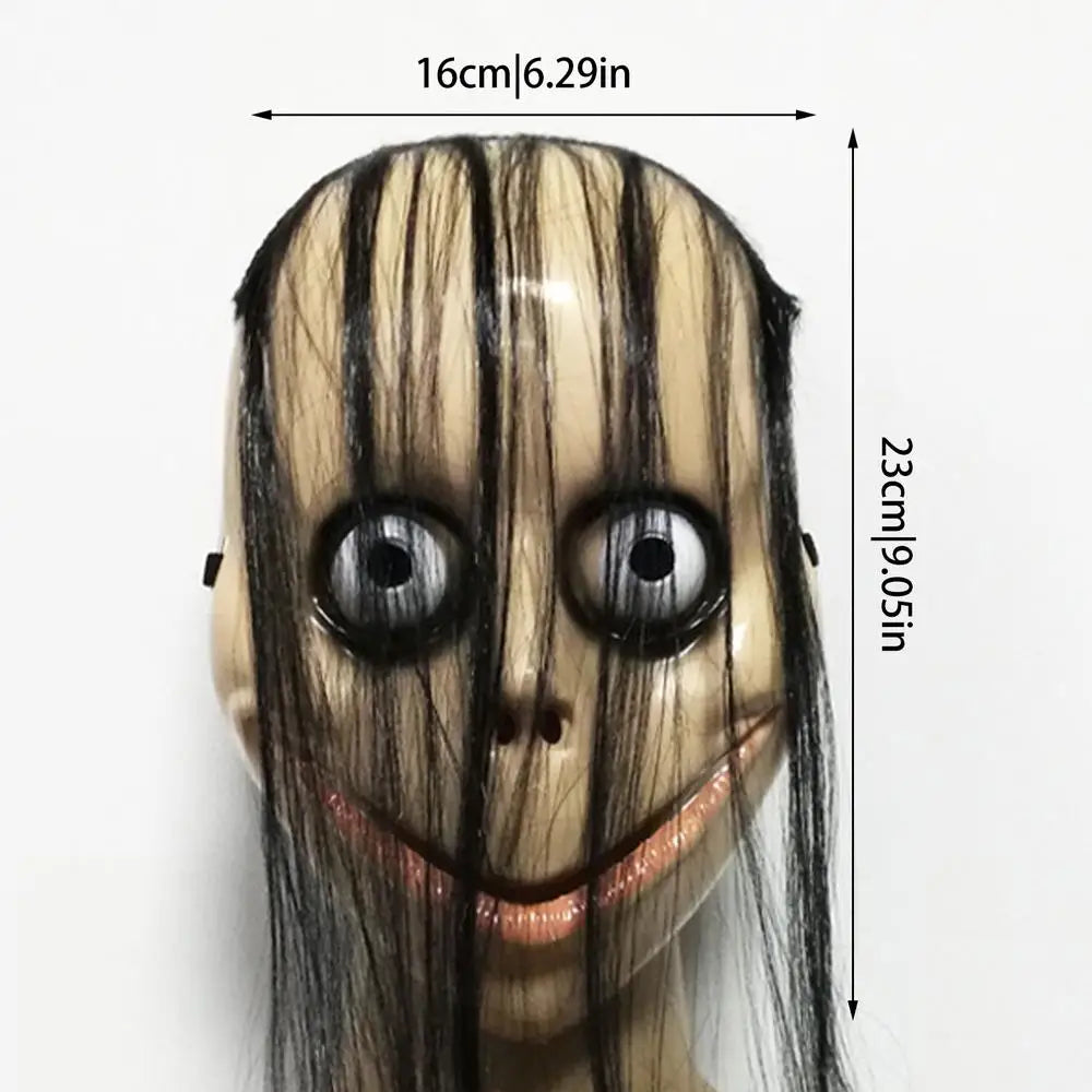 Scary Face Cover Halloween Costume Long Hair Mask V Shaped Mouth