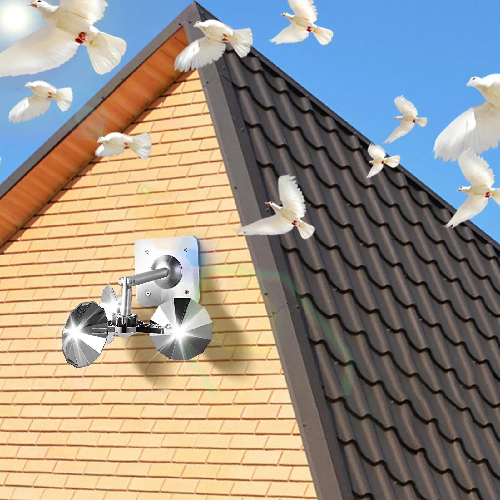 Reflective Bird Spinner Bird Scare Wind Spinner For Garden Rotating Wind Sculpture Outdoor Pigeon Control For Home Yard Fields Zpaxo
