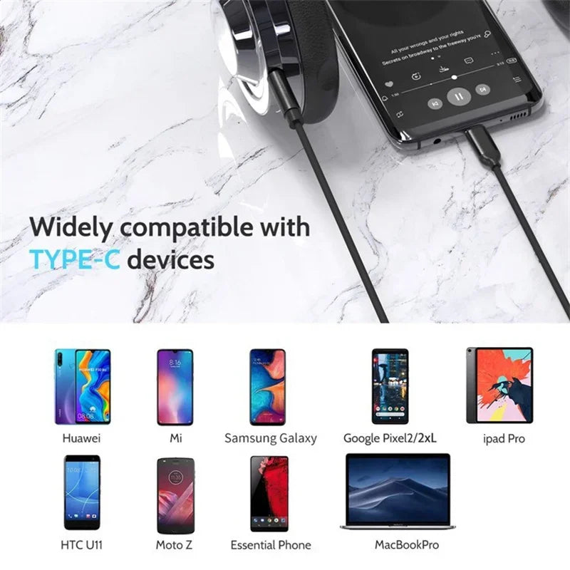 Usb Type C To 3.5mm Aux Audio Cable Headset Speaker Headphone Jack Adapter Car Aux for Samsung S20 Plus Note 20 S21 Ultra Tab S7 Zpaxo