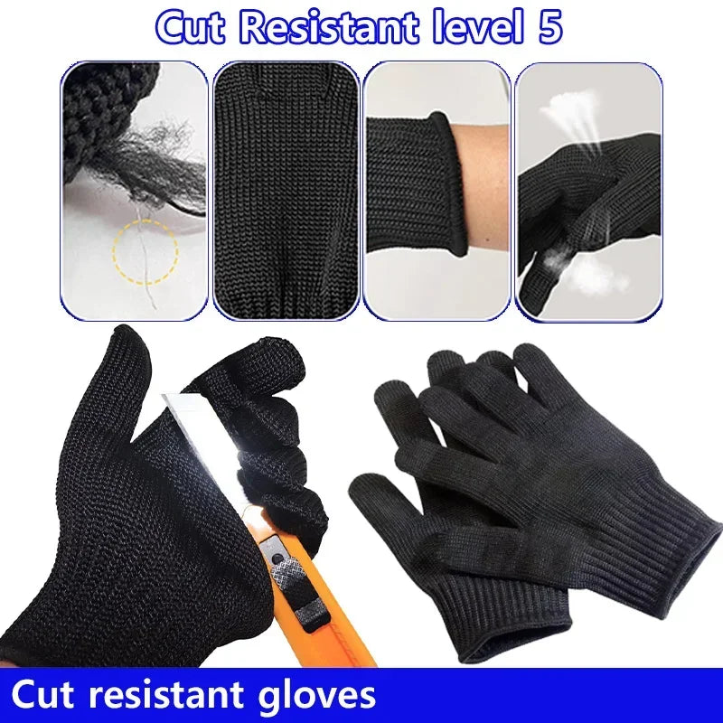 1 Pair Stainless Steel Wire Cut Resistant Anti-Cutting Safety Protective Work Gloves Level 5 Stainless Steel Wire Repair Gloves Zpaxo