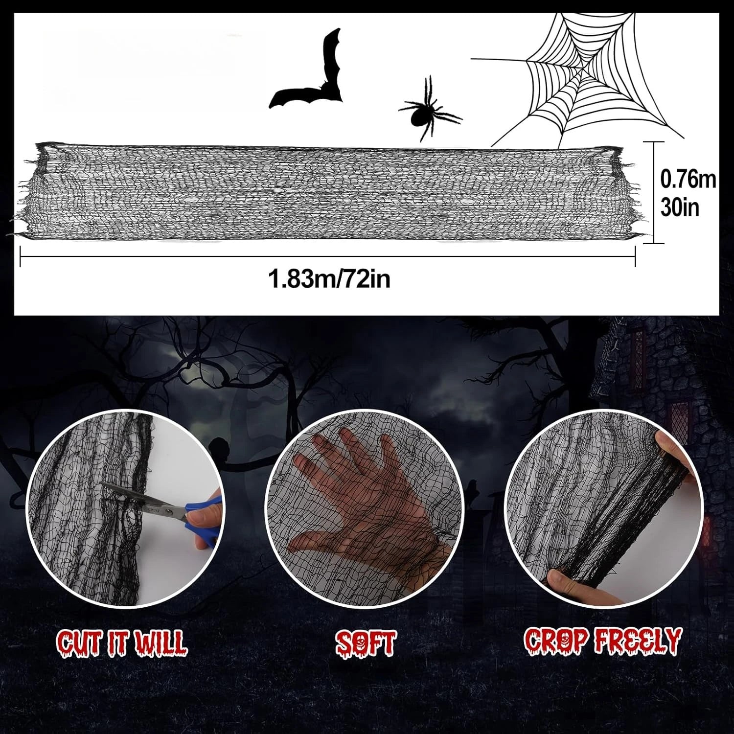Creepy Halloween Gauze Decorative Fabric Haunted Porch Outdoor Spooky