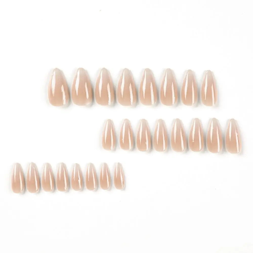 24 Long Almond False Nails French Simple Gradient Fake Nail Tips DIY Zpaxo