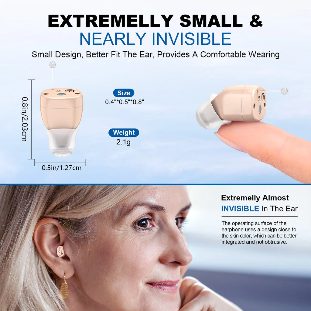 CIC Rechargeable Hearing Aid Mini Smart Amplification Aids Noise