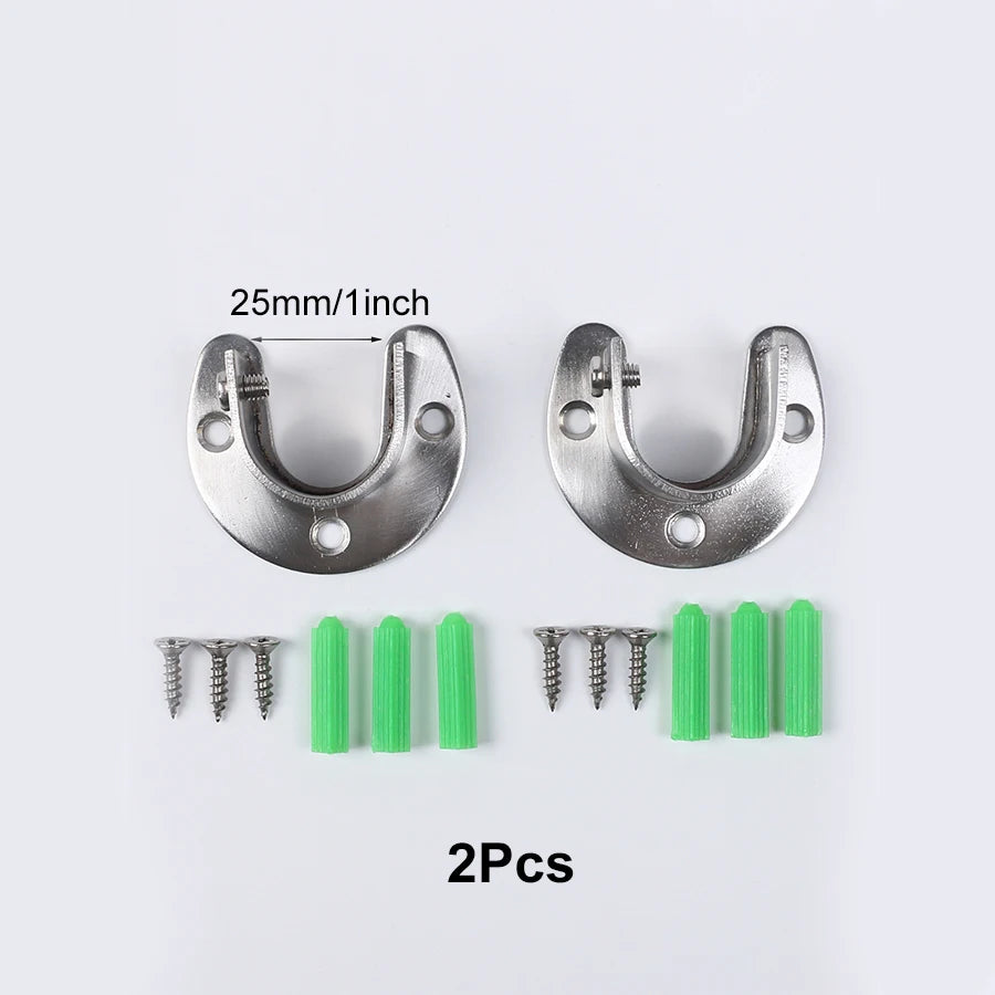 2Pcs Heavy Duty Stainless Steel Rod Socket Flange Rod Holder Pole Sockets Wardrobe Hanger Rod End Supports with Screws Zpaxo 2Pcs