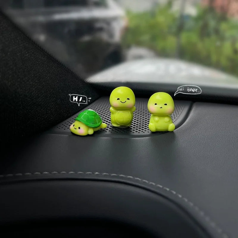 Cute Turtle Car Ornament – Resin Dashboard Figurine Decor