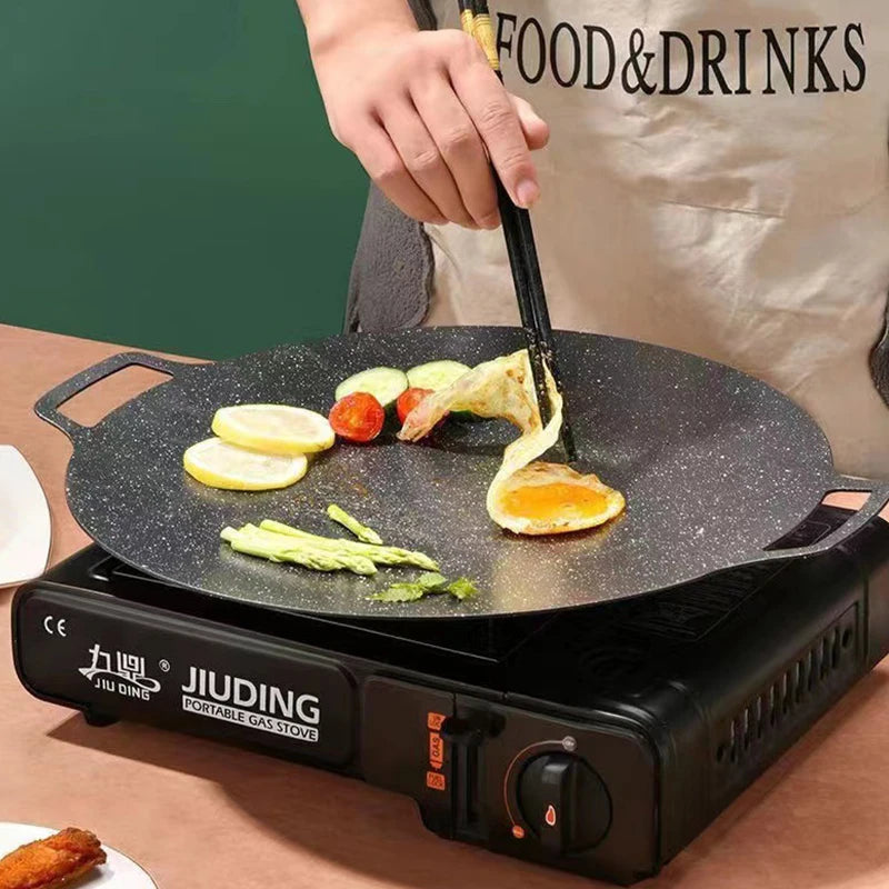 Korean Style Non-Stick round Grill Pan Maifan Stone Induction Gas Compatible Pork Belly Roaster Barbecue Tray Cooker Plate Zpaxo