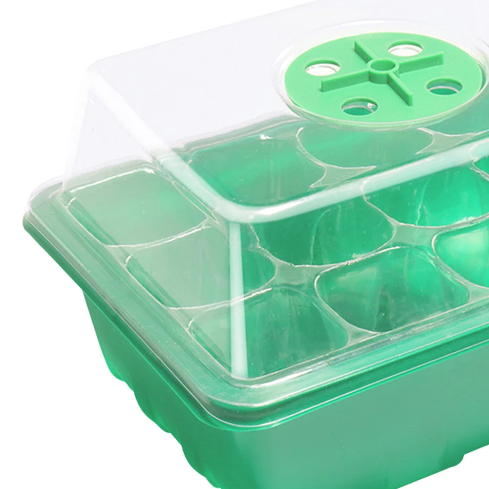 12 Holes Seed Starting Tray Humidity Dome Starter Stackable Mini