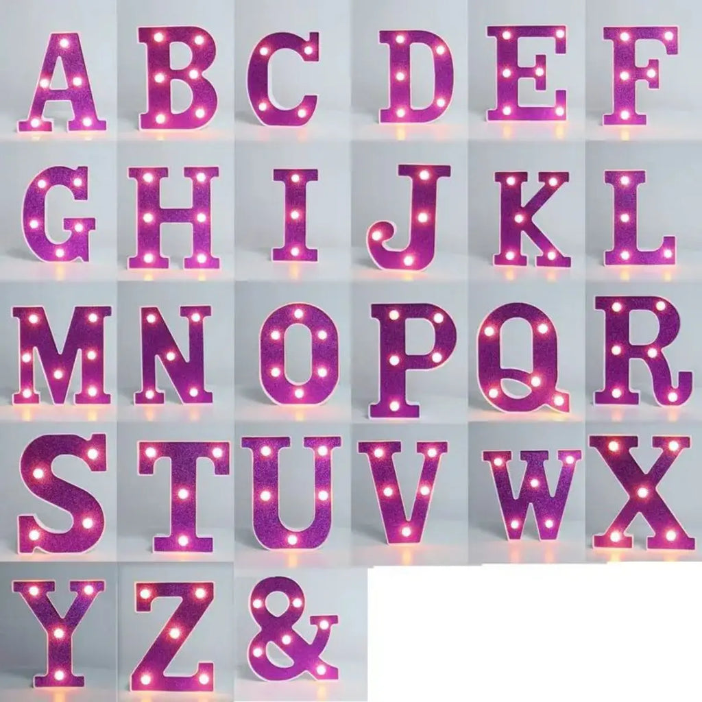 Purple Glitter LED Letter Light Battery Powered Decorative Night Lamp Zpaxo Purple I