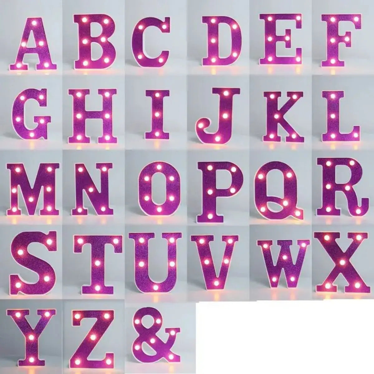 Purple Glitter LED Letter Light Battery Powered Decorative Night Lamp Zpaxo Purple I