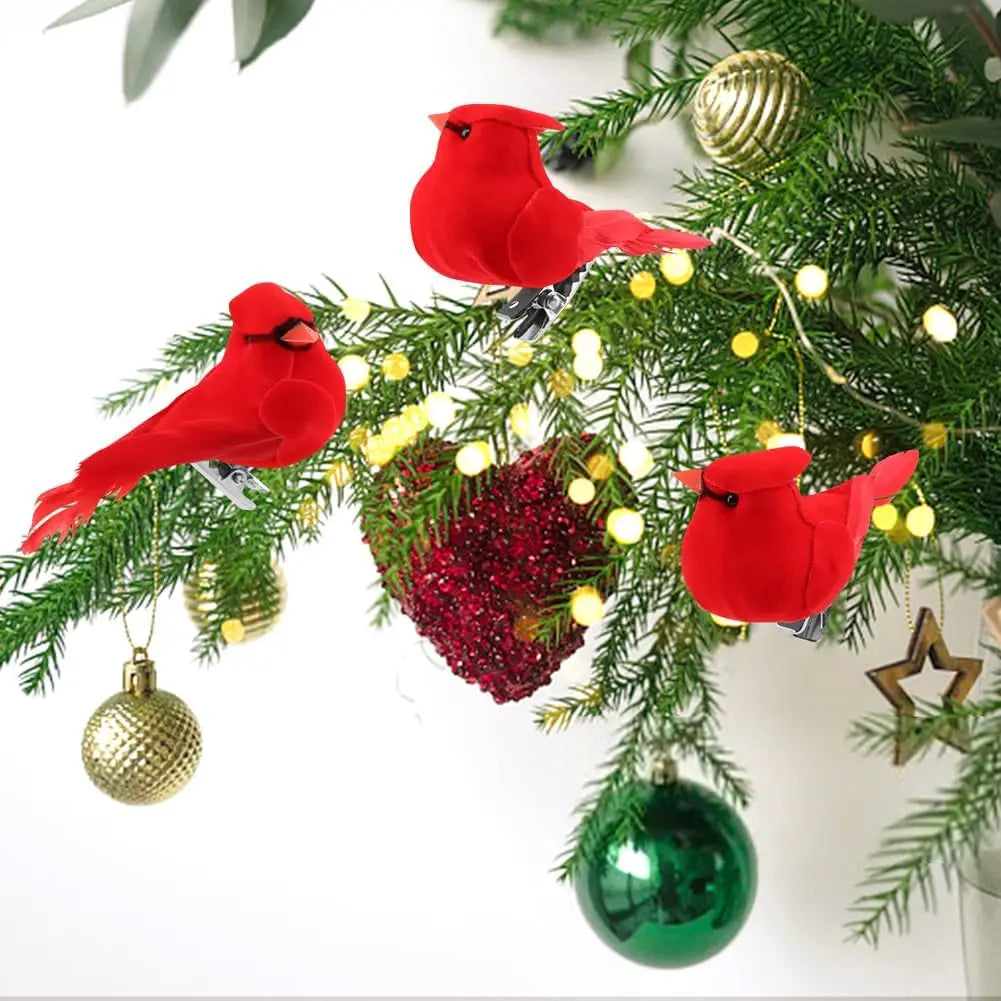 Clip-On Feathered Red Cardinal Bird Christmas Ornament