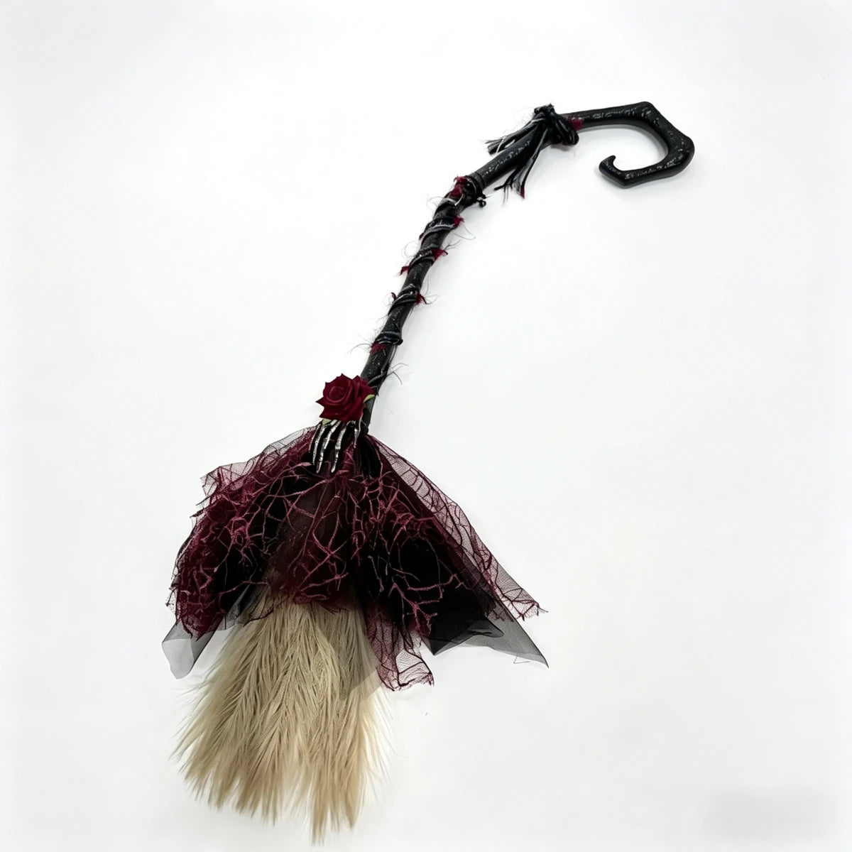 Halloween Witch Broom Plastic Witch Broomstick Broom Props Cosplay Broomstick for Halloween Costume Party Supplies Props Broom Zpaxo Red