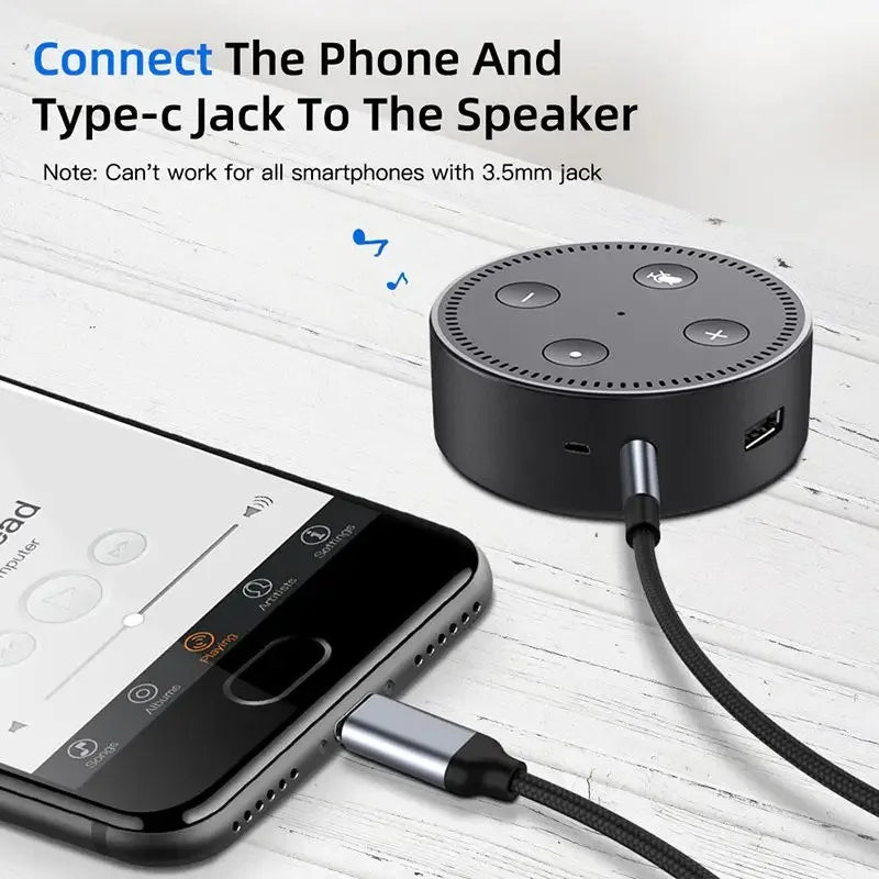 USB Type C To 3.5mm Jack AUX Audio Cable DAC USB-C Audio Adapter For Smartphone Headphones Car HIFI Stereo Sound Audio Connector Zpaxo