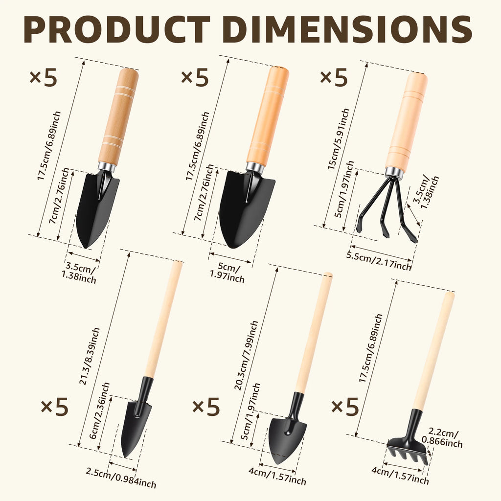 Mini Gardening Tool Set Wood Handle Iron Shovel Rake Trowel For Succulent Bonsai Precision Planter Pot 10 Packs Bulk Supply Zpaxo