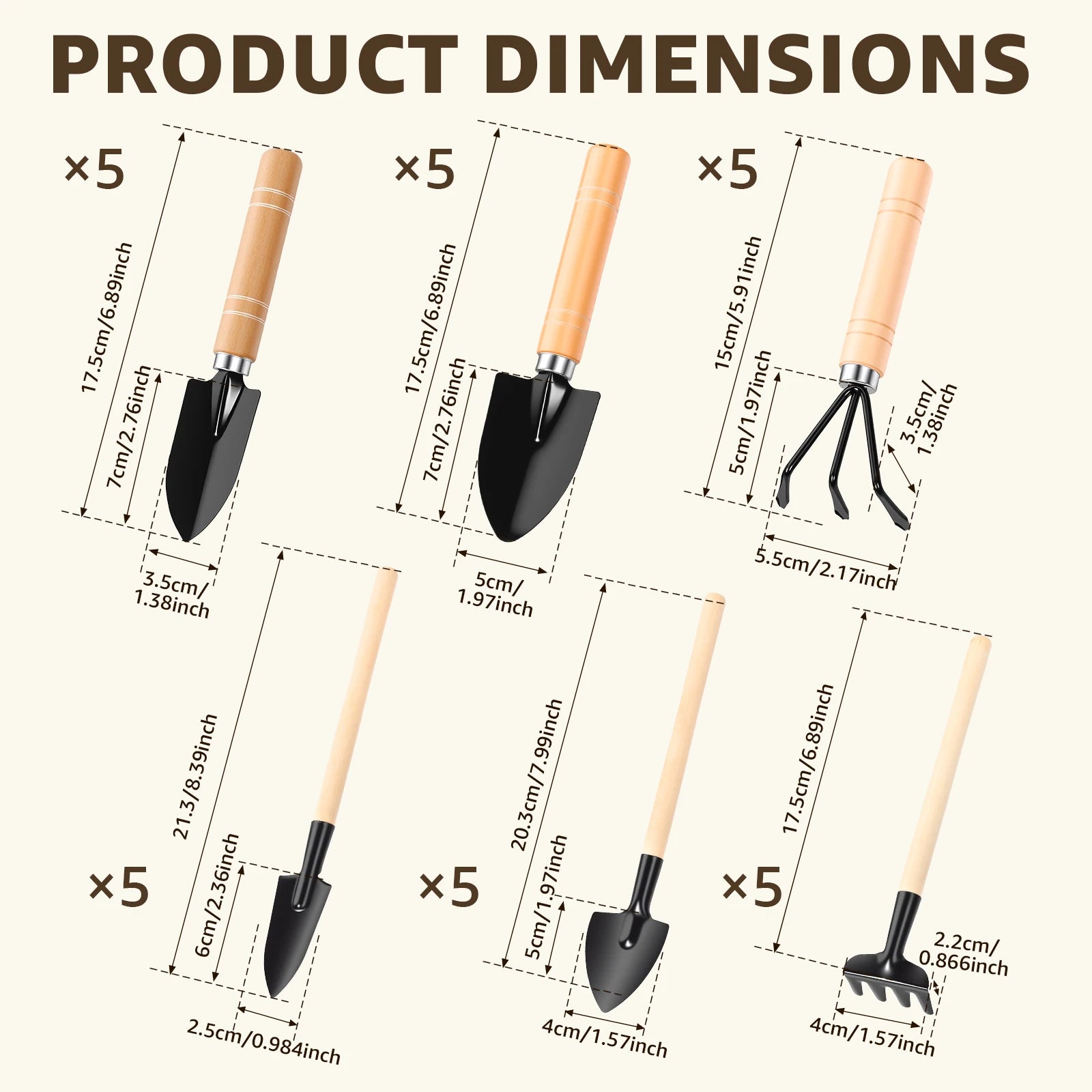 Mini Gardening Tool Set Wood Handle Iron Shovel Rake Trowel For Succulent Bonsai Precision Planter Pot 10 Packs Bulk Supply Zpaxo
