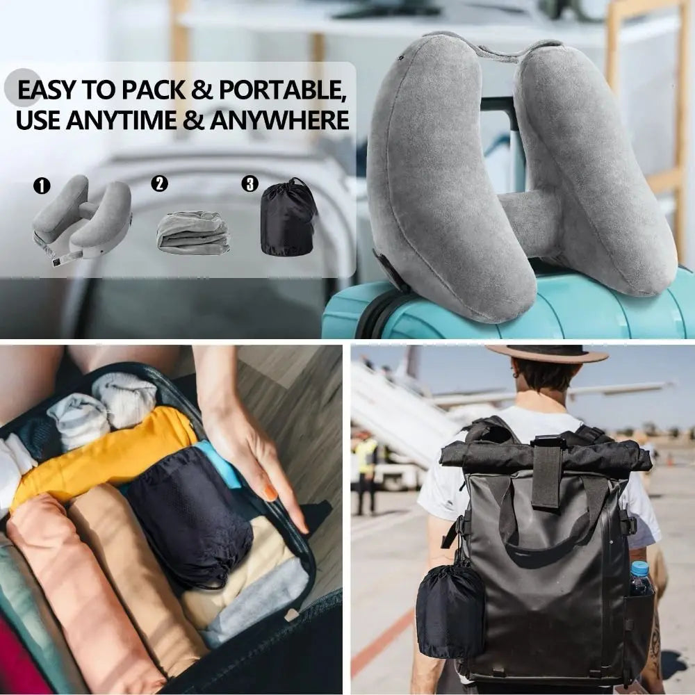 Soft Velour Cover Inflatable Neck Pillow Storage Bag High-quality Zpaxo