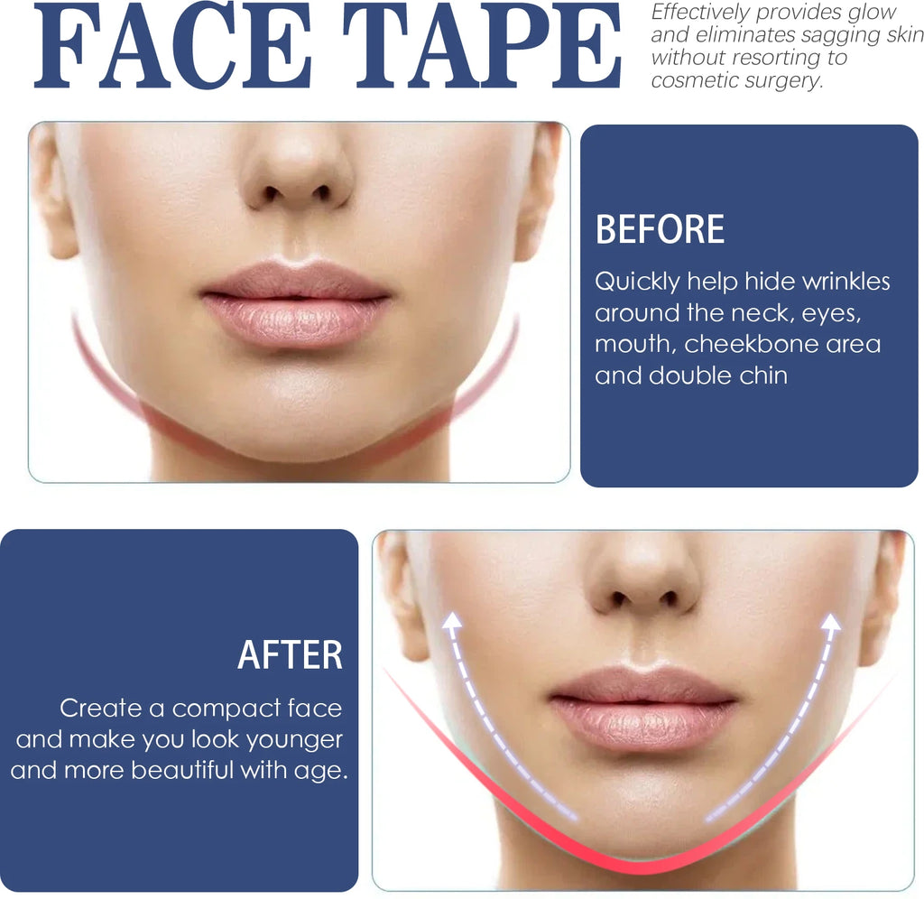 60 Pcs Face Lifting Strips V Shape Lift for Jawline Instant Face Tightening Patches to Reduce Double Chin Anti Sagging Collagen Zpaxo