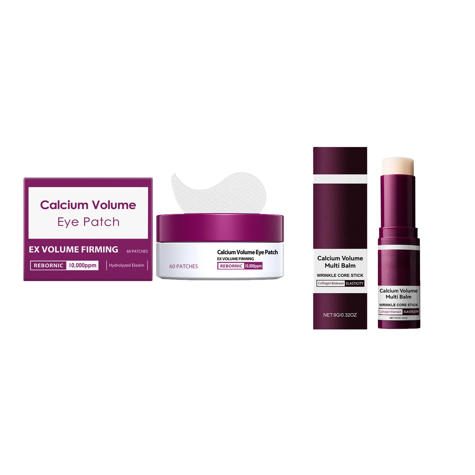 Hoygi Calcium Anti-Aging Skincare Set – Serum, Eye Patches & Balm Anti-Aging Skincare Set Zpaxo 2 IN 1 A
