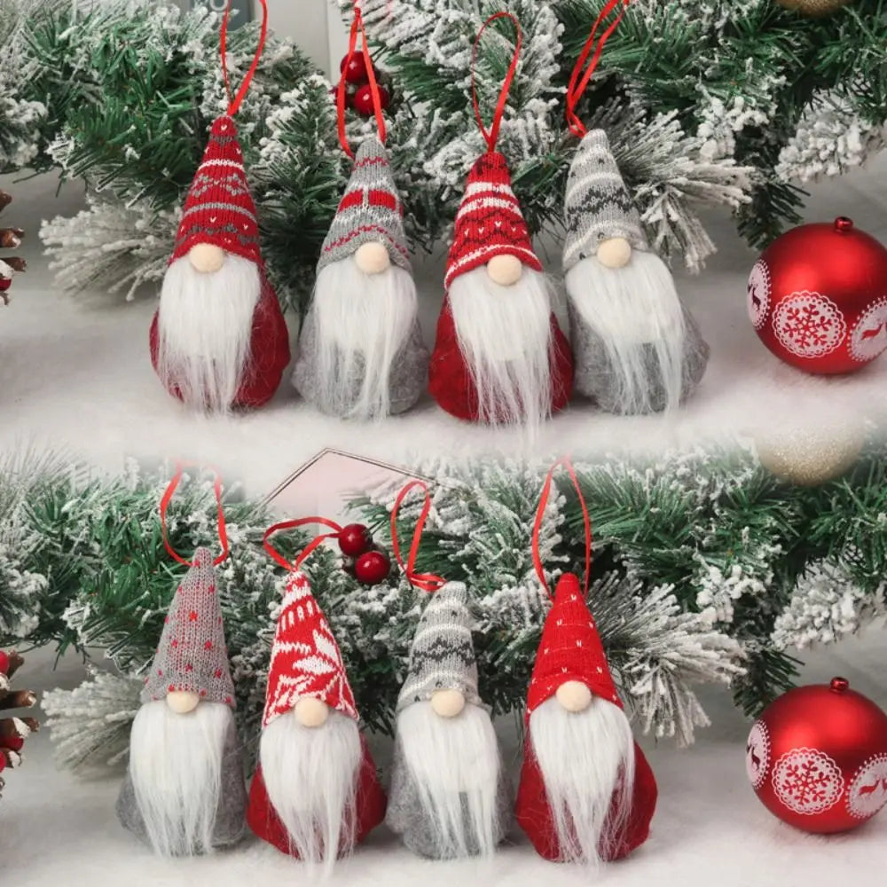 Santa Claus Christmas Gnome Pendant Plush Doll Hanging Tree Knitted Zpaxo