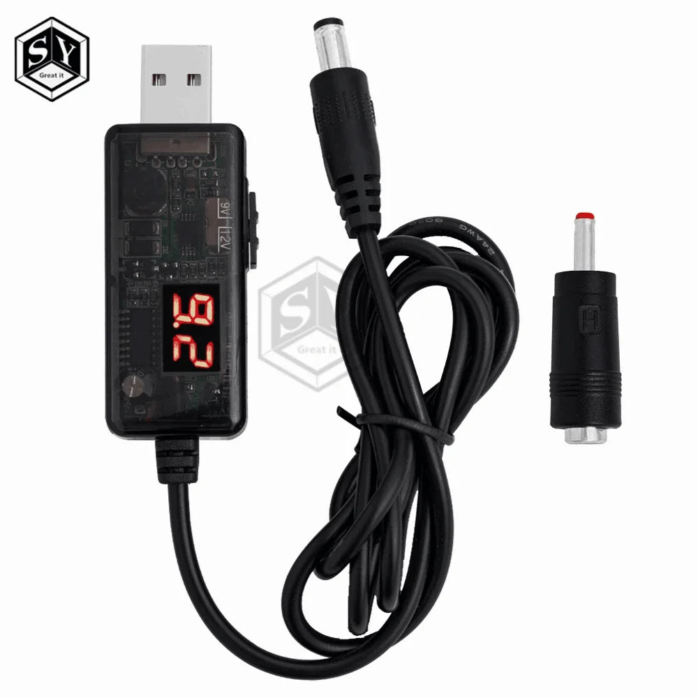USB 5V Step-Up Boost Cable 9V/12V Output 3.5×1.35mm DC Plug Power Cord for Router Modem Zpaxo USB Boost Converter