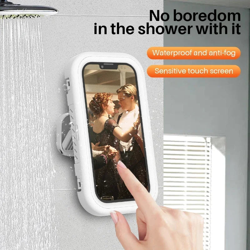 Fixed Universal Waterproof and Anti-fog Mobile Phone Case for Bathroom Shower Phone Holder Waterproof Can Touched Shower Phone Zpaxo