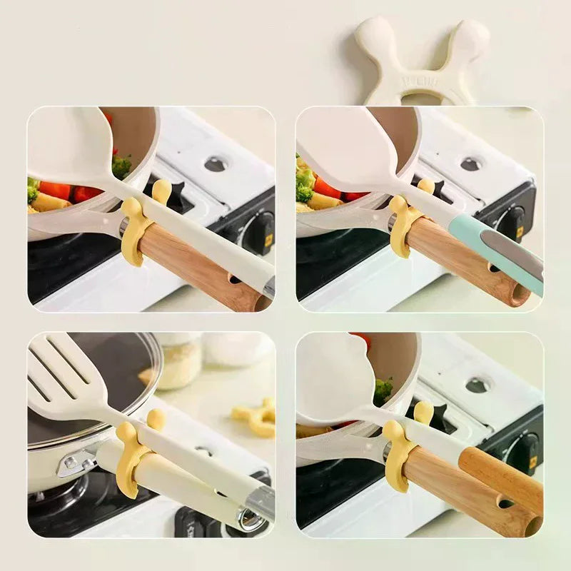 Silicone Spatula Rack Holder Deer Ear Anti Scalding Overflow Pot Clip Zpaxo