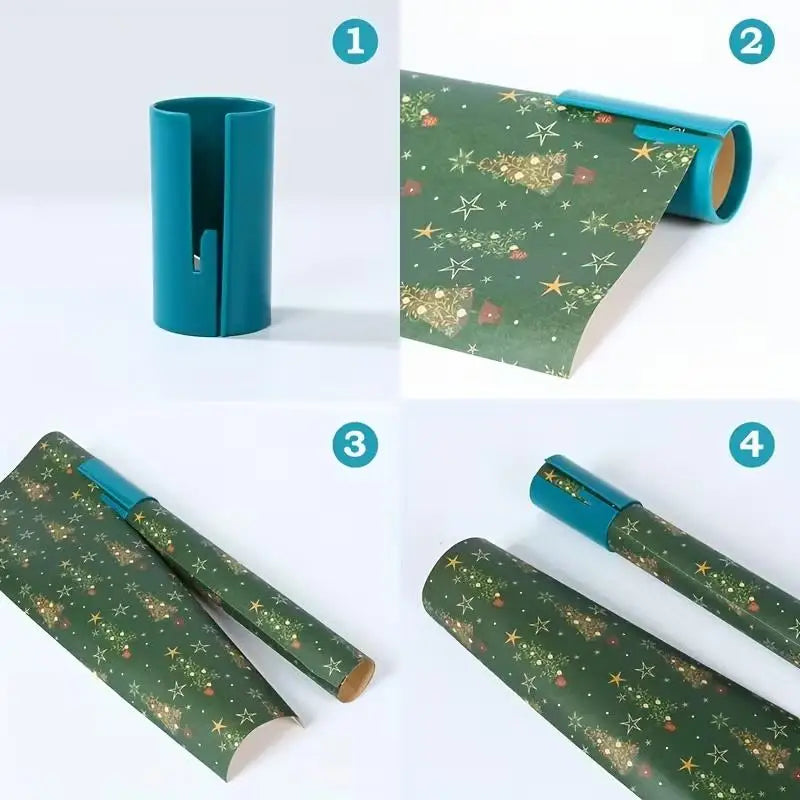 2pcs Christmas Paper Cutter: Manual Plastic Wrap Tool for Gift Wrapping, No Battery Needed. Zpaxo