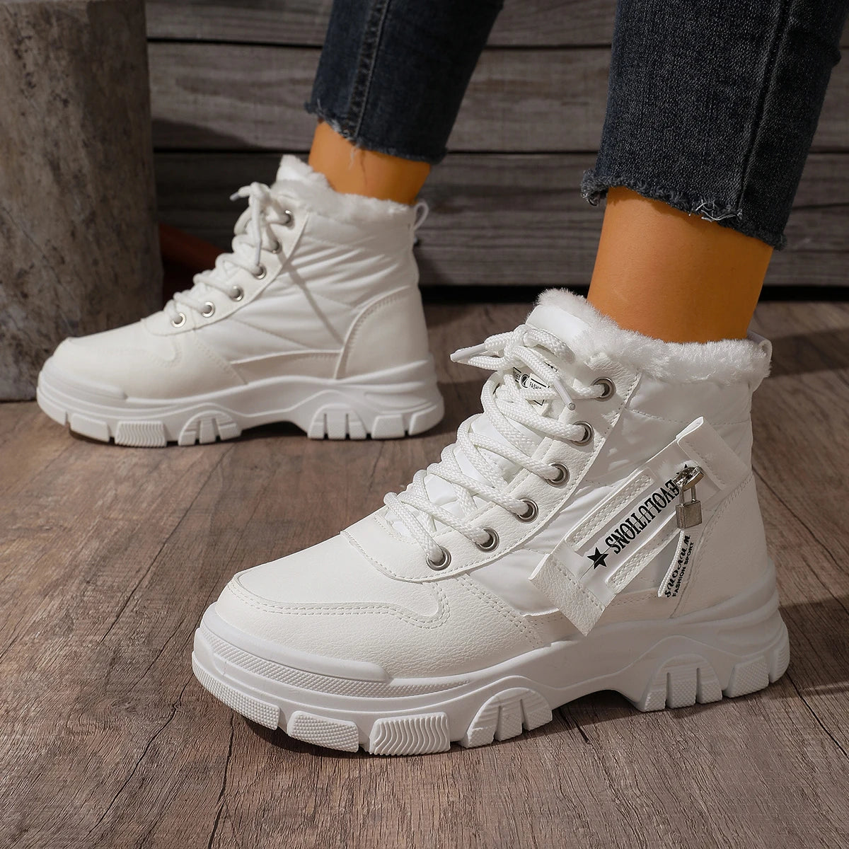 2025 New Women Ankle Boots Warm Height Increased Snow Boots High Top Platform Cotton Sports Shoes Fashion Waterproof Boots Women Zpaxo