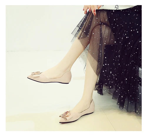 Plus Size 44 45 46 Flats Shoes 2023 Women's Pointed Toe Shallow Versatile New Spring Soft work shoes Ladle Shoes women shoes Zpaxo Beige 39
