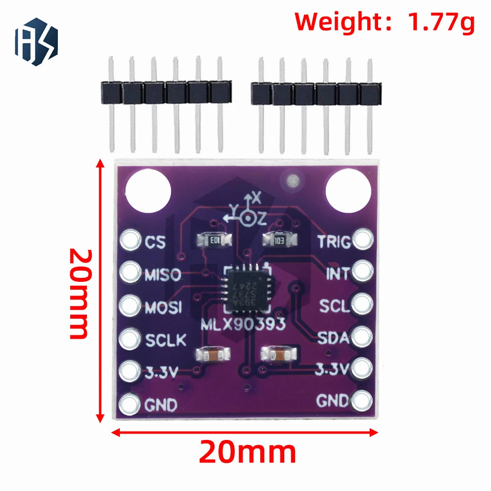 MLX90393 Three Digital Hall Sensor 3D Position Rotational Angular Zpaxo