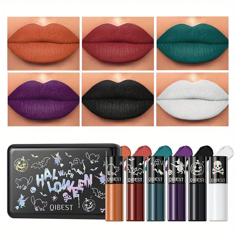 Halloween Matte Lip Glaze Set Lipstick Vampire Velvet Not Fading Lip Makeup Zpaxo