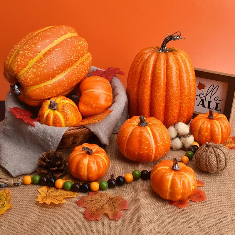 7-Piece Artificial White Yellow Pumpkin Fall Halloween Home Decor