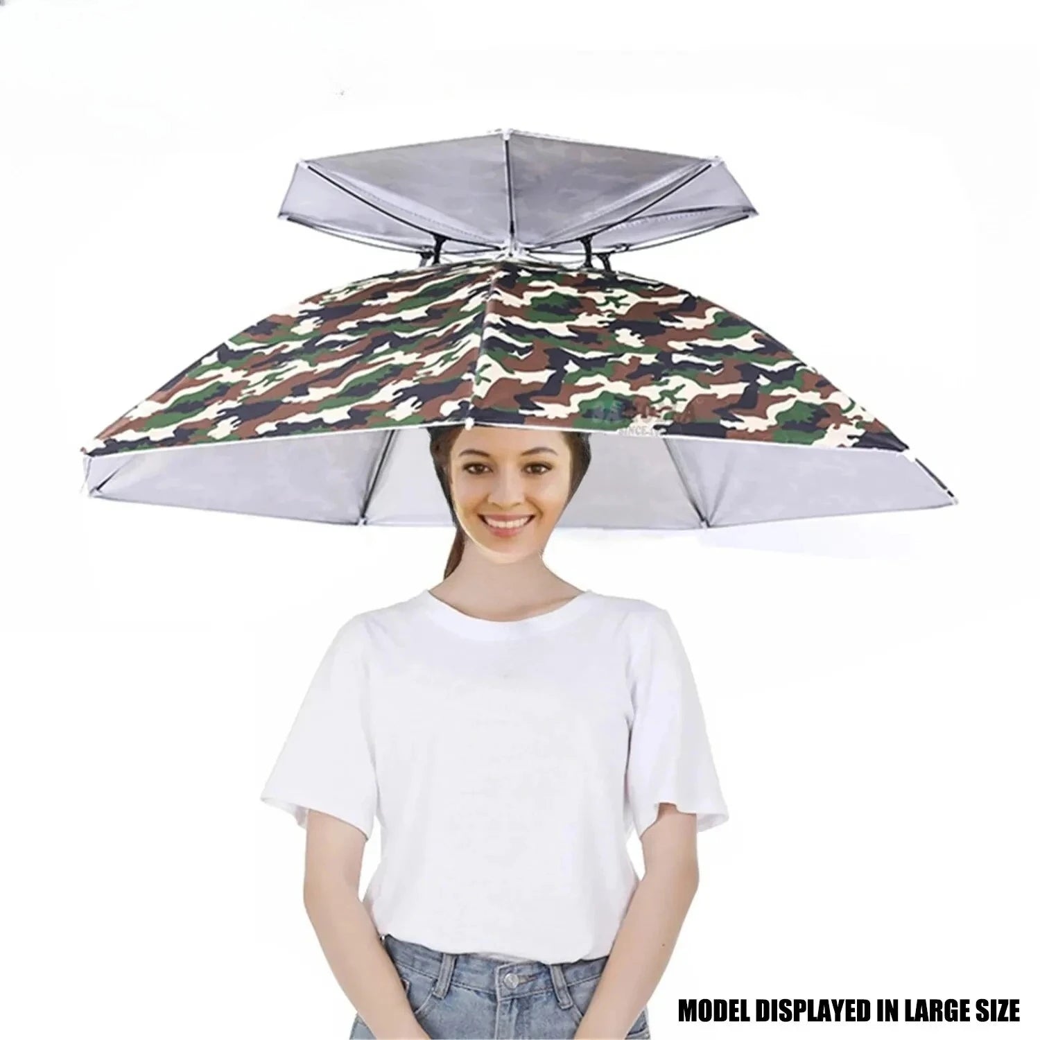 Rain Umbrella Hat Foldable Sun Shade Waterproof Fishing Headwear Cap Beach Head Hats Double-Layer UV Protection Sunscreen Zpaxo