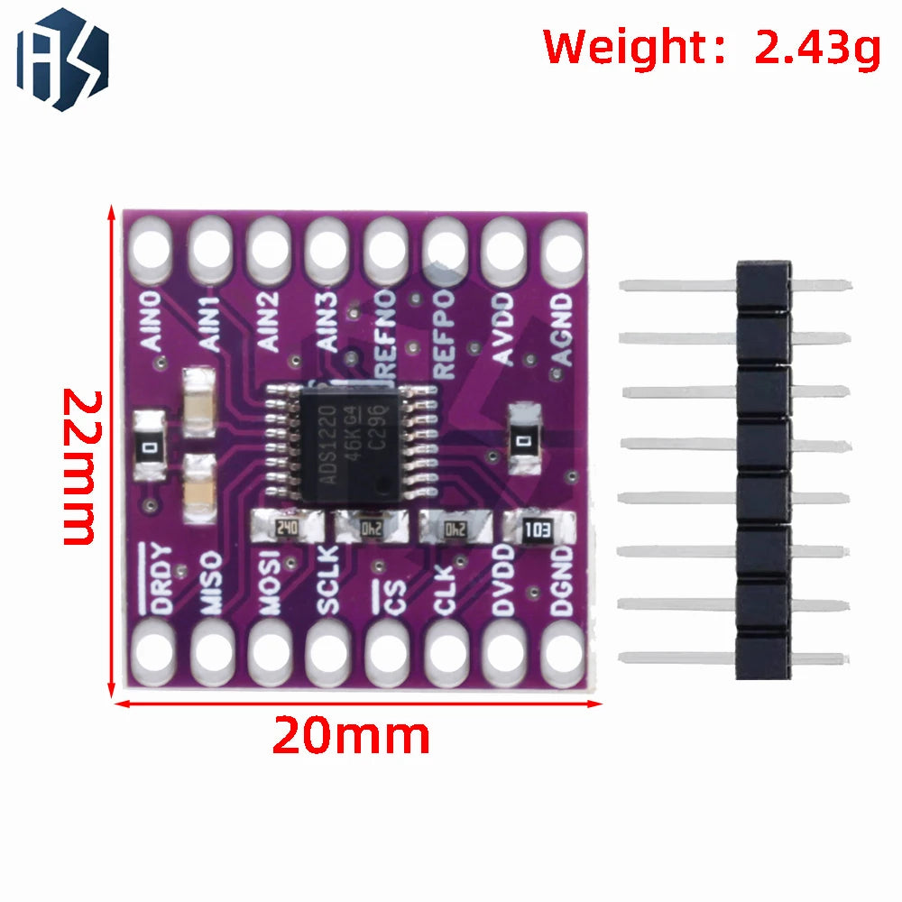 ADS1220 ADS1120 ADC 24 Bit 16 Bit Converter Module I2C Low Power 24 Bit Analog-to-Digital Converter for Arduino Zpaxo