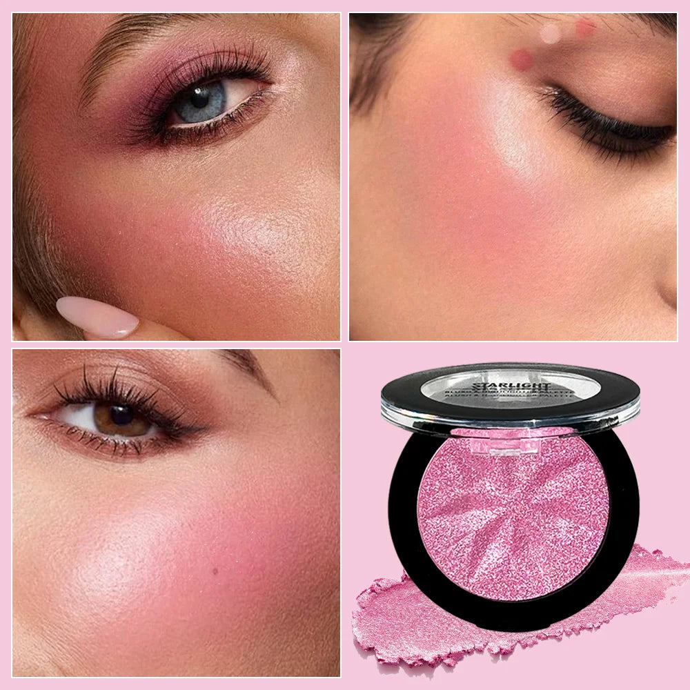 Multi-Use Shimmer Pink Blush JUJU DREAM Starlight Blush & Highlighter Blush for Face & Eye Makeup Zpaxo