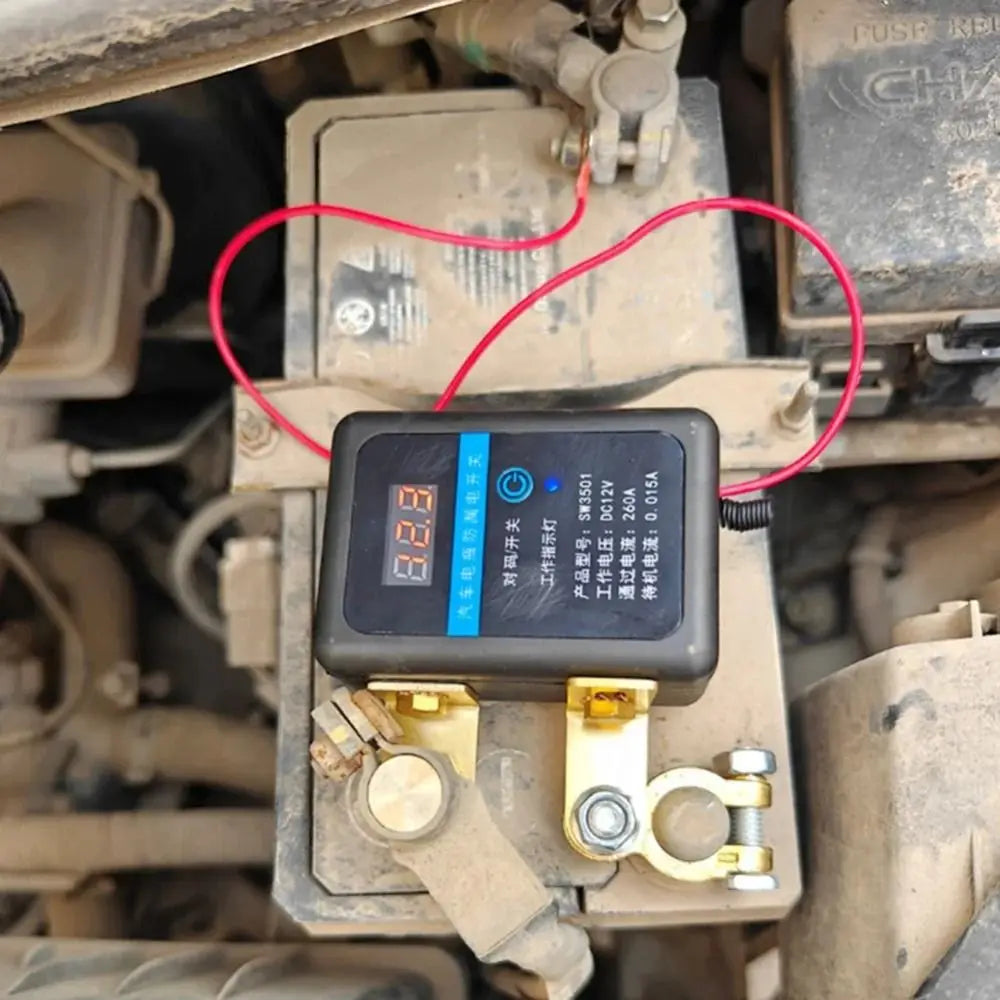 DC 12V Car Battery Disconnect Switch Anti-leakage 260A Automatic Power Shut Off Switch Digital Display with Remote Zpaxo