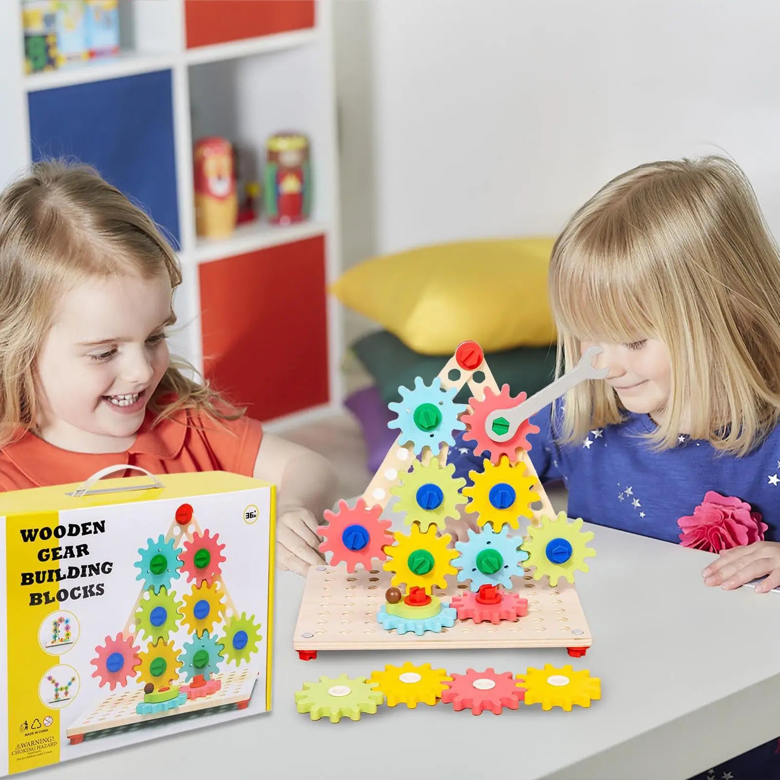 Gear Puzzle Game Wooden Spinner Gear Puzzle Board Game Sensory Fine Motor Skills Development Toy For Children Kid Girls Boys Zpaxo