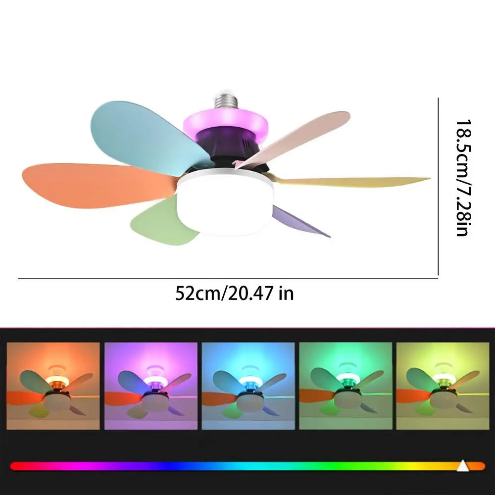 6-Blade LED Ceiling Fan Light RGB Dimmable E27 Detachable Quiet