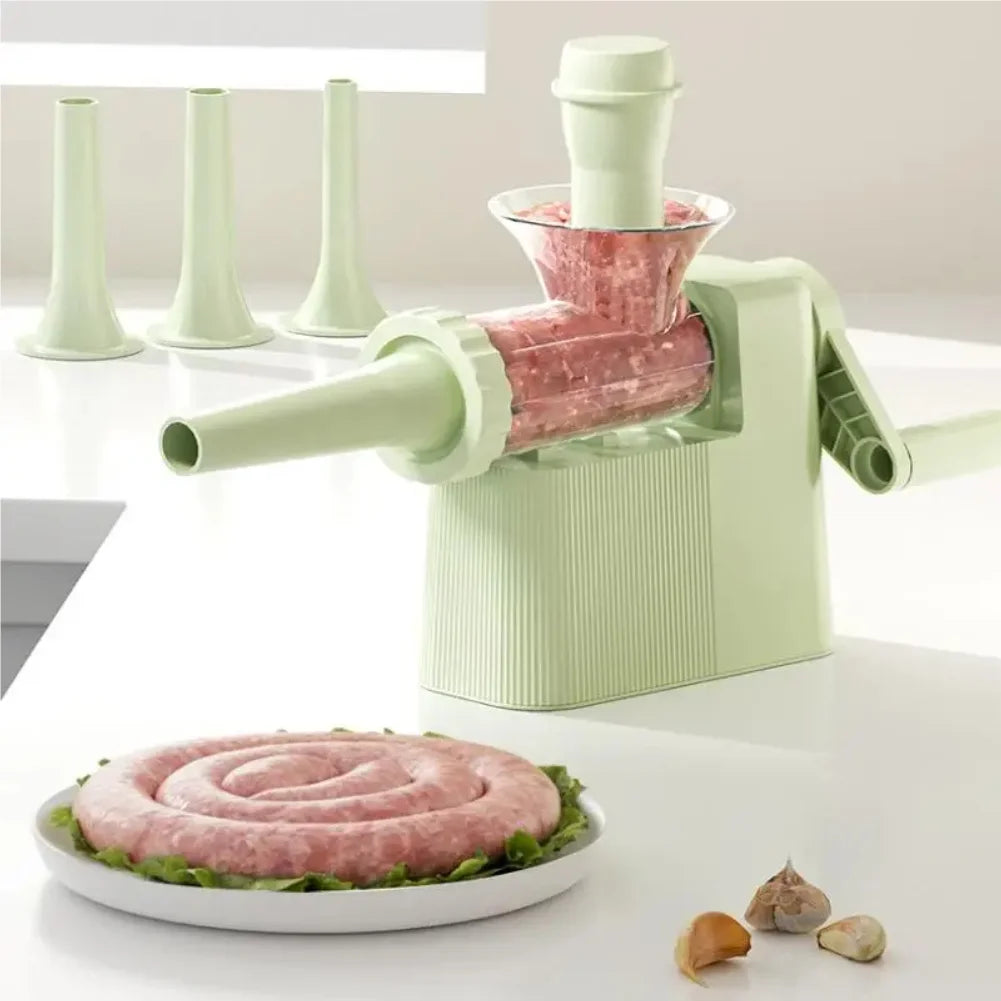 Manual Sausage Stuffer with 4 Nozzles - Easy-Fill Meat Grinder Kit for Homemade Sausages & Snacks Zpaxo