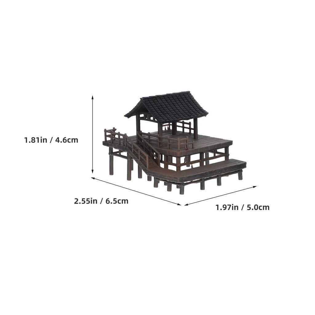 Mini Pavilion Aquarium Ornament Chinese Ancient Architecture Micro