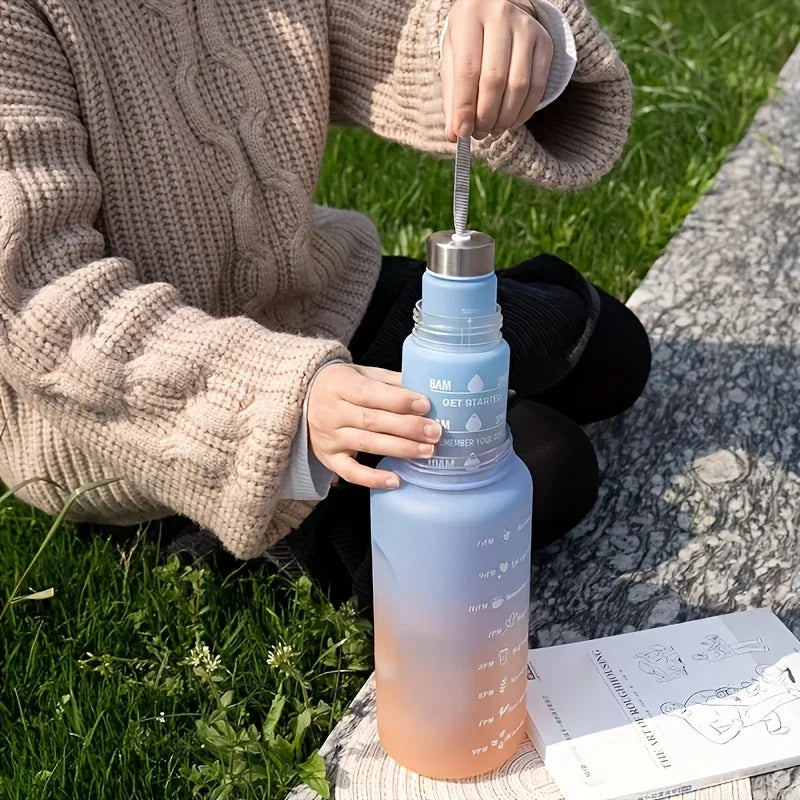 1-3PCS Sports Water Bottle for Running Drinking Bottle 2L Motivational with Time Marker Stickers Portable Reusable Plastic Cups Zpaxo