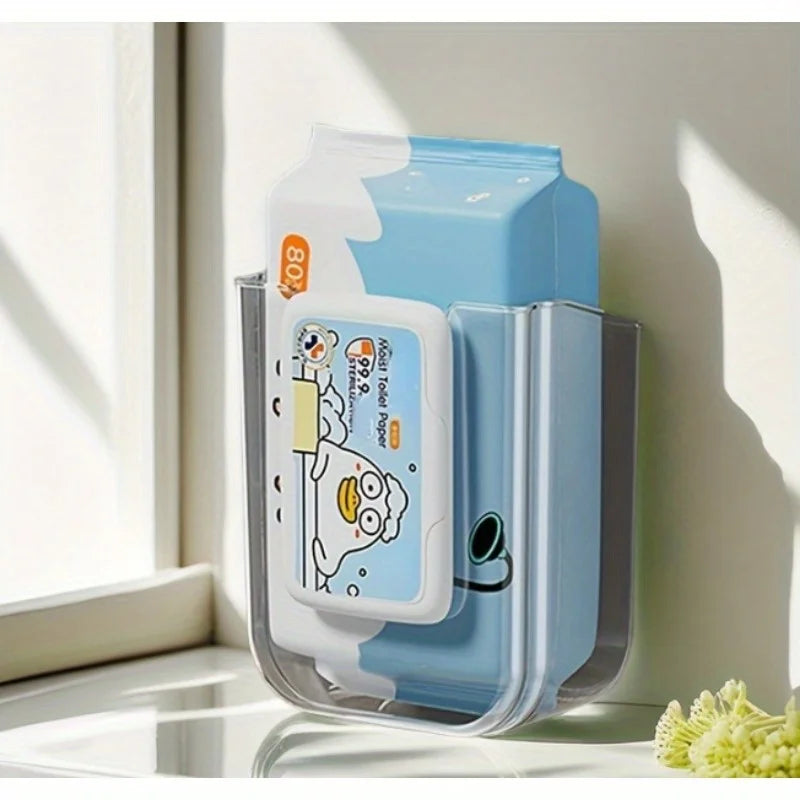 Wet Wipe Box Wall Mounted Tissue Organiser Self-adhesive Paper Towel Zpaxo WHITE