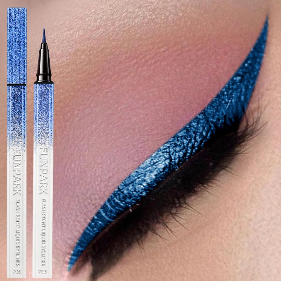 Bule Shimmer Waterproof Eyeliner Pen High-shine Liquid Korean Makeup