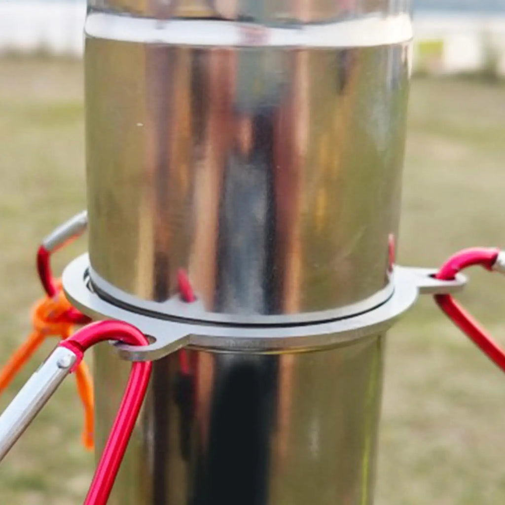 Outdoor Camping Wood Stove Chimney Wind Rope Stainless Steel Ring